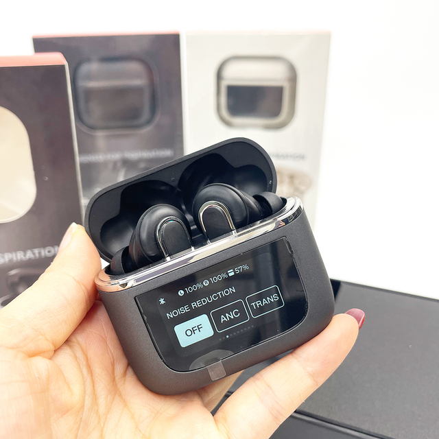 V8 Full-Color Touch LED Screen Hifi Stereo ANC Noise Cancelling Earbuds Wireless Control Gaming Earphone for Phones Sports Use