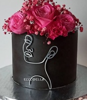 Nouvel Arrivage Décorations de gâteau en acrylique, Breloques de gâteau en bois à motif artistique pour la décoration de gâteaux