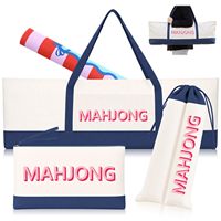 Set Mahjong Tiga Bagian Lintas Batas, Tas Penyimpanan Poliester Ultra-ringan Portabel Multifungsi Tahan Air Kapasitas Besar