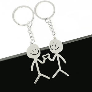 Mignon Simple <span class=keywords><strong>Dessin</strong></span> <span class=keywords><strong>Smiley</strong></span> Visage Couple Amour Petite Personne <span class=keywords><strong>En</strong></span> Forme De Pendentif <span class=keywords><strong>En</strong></span> Acier Inoxydable Allumette Personne Porte-clés Pendentif - Product Image 6