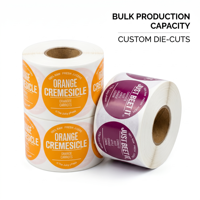 Étiquettes autocollantes personnalisées pour bouteilles de jus de fruits, imperméables, de qualité supérieure, en vinyle brillant, avec logo, en rouleaux