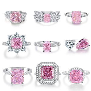 Anillos de Joyería Fina de Plata de Ley S925 con Circonita Cúbica de Corte Flor de Hielo y Diamante <span class=keywords><strong>Rosa</strong></span> para Mujer, Venta al por Mayor en Europa y América - Product Image 1