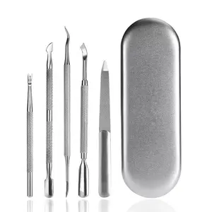Semitree — outils de manucure/pédicure, à cuticules, en acier inoxydable, dissolvant pour ongles, 5 pièces