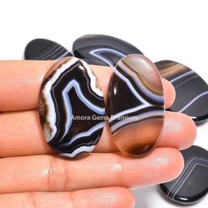Agate naturelle à bandes en forme de mélange Cabochon pierre précieuse en vrac pour la fabrication de bijoux belle pierre polie à rayures idéale pour les bagues - Product Image 5