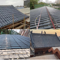 Tuile solaire photovoltaïque BIPV noire et rouge à triple arche, tuile solaire 32W, tuile de toit solaire en verre courbé, tuiles solaires photovoltaïques pour toiture