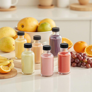 2oz nhỏ rõ ràng nước thủy tinh soda sữa chai nước trái cây có nắp đậy 60ml Boston chai tròn cho nước giải khát Kombucha - Product Image 4
