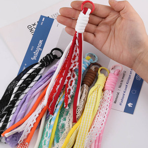Flannel Plaid Plated Phone Strap Keychain Middle Size DIY Jewelry Accessory Random Colors Fall 2025 - Product Image 3