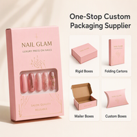 Boîte d'emballage personnalisée pour nail art, en papier kraft avec fenêtre, écologique, pliable, pour salon de beauté, vente en gros