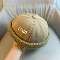 Gorra de calavera Sin borde para adultos con logotipo personalizado, modelos de otoño e invierno, gorros Retro Street Knit Melon para hombre
