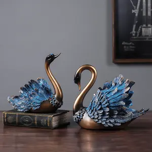 Элегантная настольная статуя пары лебедей украшения из смолы художественные изделия свадебный подарок для спальни