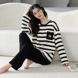 Gran oferta, ropa de dormir larga de estilo coreano, trajes de noche para mujer, cintura elástica, Baju Tidur, <span class=keywords><strong>pijama</strong></span> de otoño, ropa de casa para mujer - Product Image 5