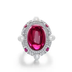 2023 new sterling silver ruby ring 13*18 simulation pigeon blood wedding diamond ring jewelry lady Wedding Jewelry