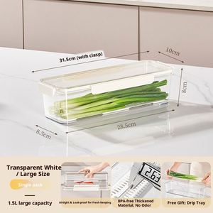 กล่องเก็บของพลาสติกทรงสี่เหลี่ยมผืนผ้า กล่องเก็บต้นหอม ขิง กระเทียม บะหมี่ กล่องเก็บอาหารเกรดอาหาร สำหรับครัว รักษาความสดใหม่ ปิดผนึกอย่างดี - Product Image 6