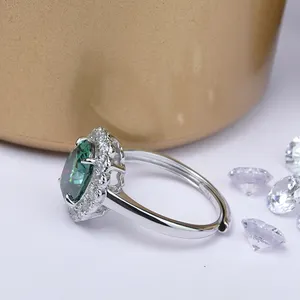 Classic Gemstone Ring In Green Oval Moissanite Fine Jewelry 925 Sterling Silver