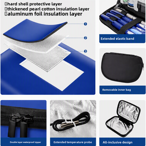 Estuche Refrigerante para <span class=keywords><strong>Insulina</strong></span> con Logotipo Personalizado, de EVA, Cuero PU y Lámina de Aluminio, Color Azul - Product Image 2