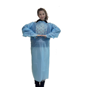 Robe d'isolement jetable CPE à manches longues avec boucle pour le pouce, imperméable, pour usage domestique, prix direct usine - Product Image 4