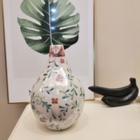 11.6 "Chinois Céramique Art Craquelé Perle Glacé Peint À La Main Antique Uncaria Design Vase pour La Décoration De La Maison Fleur