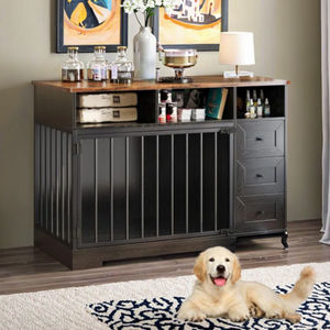 Gabbia per Cani da 121 cm con Cassetti Portaoggetti, Robusta Gabbia in Legno per Interni, Tavolino Gabbia per Cani di Taglia Grande - Product Image 4