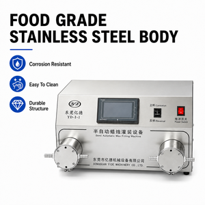 Machine de remplissage à double tête certifiée CE avec pompe à piston réglable pour l'emballage de bougies, de cires et de liquides en bouteilles et bocaux - Product Image 2