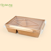 Nouvelle boîte rigide en papier kraft avec laminage mat SenAng05 de 1200 ml pour plats à emporter, pâtes, snacks, biscuits, poulet frit, sushis (lot de deux)