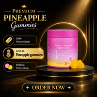 Complément alimentaire en gommes probiotiques à l'extrait d'ananas OEM, 60 gommes pour adultes
