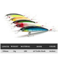 Vente en gros 10cm 14g 6 couleurs appâts durs artificiels en plastique ABS leurre méné flottant leurre méné de pêche pour perche bar bar de mer