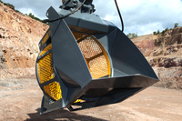 Godet rotatif hydraulique AORIS pour trier le sable, la pierre et la roche, adapté aux excavatrices de 10 à 15 tonnes