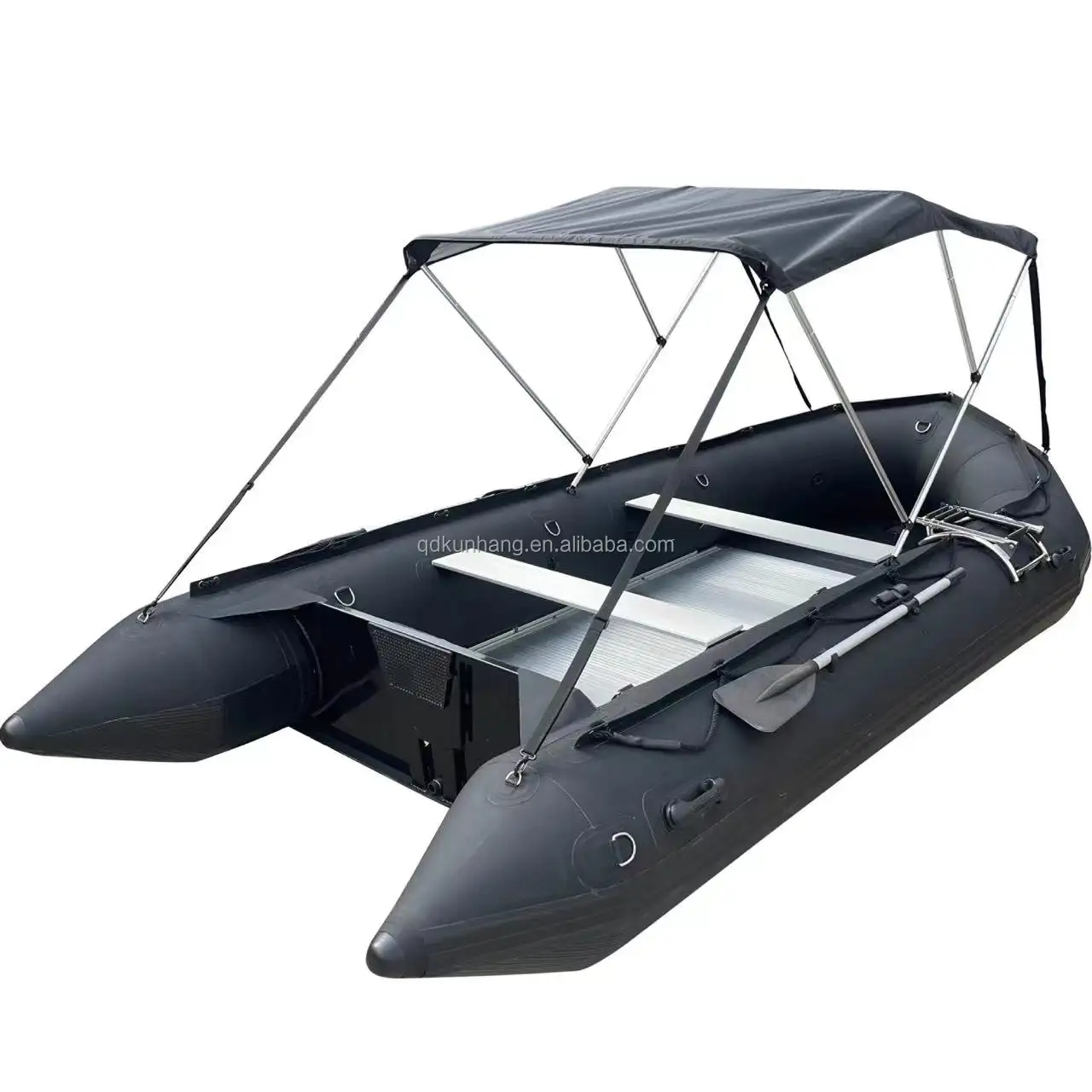 Bateau à rames pliable en aluminium de 14 pieds avec toit bimini plancher en aluminium bateau pneumatique en PVC à vendre