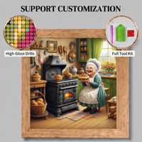 Kits de peinture au diamant SONGWOOART Grandma Baking Cake Kitchen pour adultes, pour la décoration de la maison, peinture au diamant DIY
