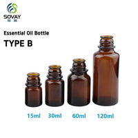 Flacon en verre ambré de style A B, 5 ml, 10 ml, 15 ml, 30 ml, 60 ml, 120 ml, flacon en verre vide pour huile essentielle, emballage de liquides cosmétiques