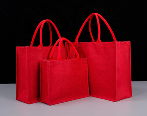 Bolsa de Yute Ecológica al por Mayor, Roja, con Logotipo Personalizado, Reutilizable, para Compras en Supermercados, Regalo para Minoristas, Bolso de Mano para Mujer - Product Image 1