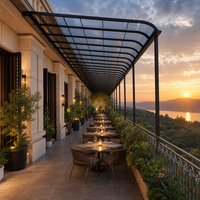 Pergola en aluminium pour terrasse d'hôtel, auvent de salle à manger extérieure, toit en polycarbonate, grande portée, résistant aux intempéries, étanche, sur mesure, OEM