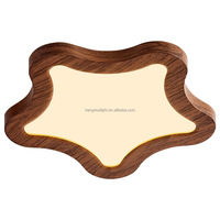 Lampu Plafon Warna Kayu Walnut Gaya Mid-Century, Bentuk Awan dari Besi & Akrilik, Lampu Tempel untuk Kamar Tidur, Ruang Tamu, Ruang Belajar, Koridor