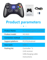 Control de Juego Inalámbrico C-STAR de 2.4GHz para PC y Xbox 360 con Motor de Vibración, Alcance de 8 Metros y Batería de Larga Duración