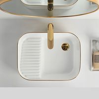 Lavabo de luxe pour hôtel et maison moderne pour le lavage des mains Évier de buanderie en céramique avec planche à laver Vente en gros