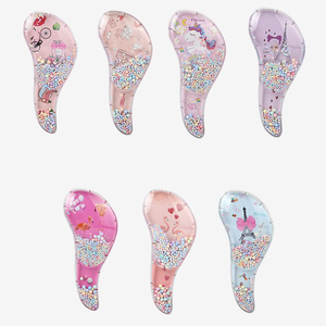 Set Spazzola per Capelli per Bambine con Glitter e Coriandoli Unicorno, Districante per Capelli Bagnati, Setole Morbide per Massaggio, per Acconciature di Neonati e Bambini - Product Image 5