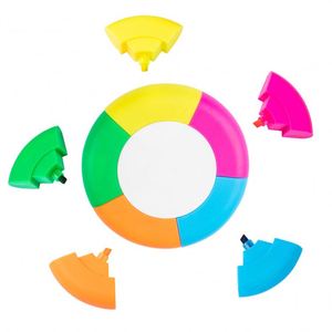 Wholesale Customizable Logo Ring-Shaped Fluorescent Plastic <b>Kids</b> Highlighter with Oblique Brush Tip Packaged in Sets - Product Image 3
