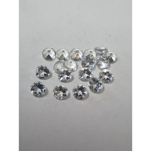 Topaze blanche naturelle, taille ronde, 5 mm, pierre précieuse en vrac |   75 Rs par carat |   Pierre de topaze blanche facettée en gros pour la fabrication de bijoux - Product Image 1
