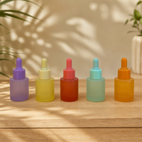 Flacon compte-gouttes cylindrique en verre dépoli coloré, prêt à être expédié, 30 ml, 100 pièces en stock, vide, pour sérum ou huile cosmétique