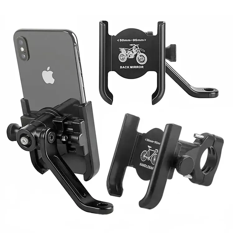 Full protection adjustable bicycle phone holder aluminum alloy 360 rotating security lock scooter bike motorcycle phone holder