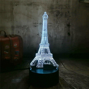 カラフルな<span class=keywords><strong>3D</strong></span>ビジュアルエッフェル塔ナイトライト家の装飾のための創造的なLEDグラデーションランプ - Product Image 2