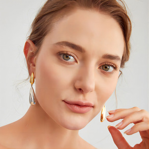 Pendientes de Gota en Forma de Lágrima, Oro de 18K, Acero Inoxidable, Joyería para Mujer, Pendientes Colgantes de Moda para Fiesta - Product Image 2