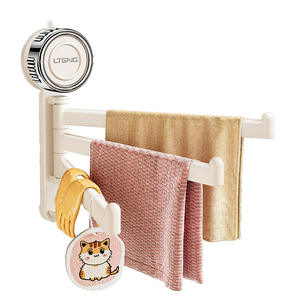 Lisno Suction Towel Rack 4-7.9in Rotatable Multi Function <b>Kitchen</b> <b>Storage</b> Organizer Wall Mounted No Drill - Product Image 5