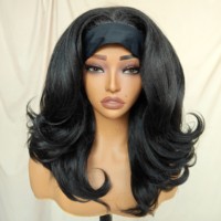 Perruques synthétiques Kemy Hair Kinky Straight Yaki Texuture avec bandeau, résistantes à la chaleur, sans colle, pour femmes noires