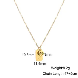 18K Gold Plated Gold Chain Necklace Smiley Face Girls Necklaces Happy Face Mushroo Stainless Steel Happy Smile Face Necklace