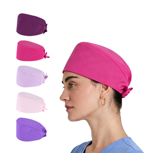 หมวกสครับสำหรับพยาบาล สีแดง ใช้ซ้ำได้ สวมใส่สบาย เหมาะสำหรับใช้ในโรงพยาบาล ผลิตจากผ้าฝ้าย/โพลีเอสเตอร์ทอเนื้อนุ่ม - Product Image 1