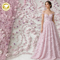 Applique en dentelle brodée à fleurs 3D faite à la main, best-seller, pour robes de mariée, accessoires vestimentaires de mariée, jouets - Rose
