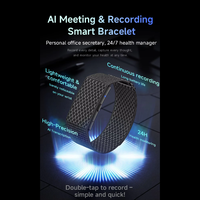 Bracelet d'enregistrement intelligent avec transcription vocale, résumé IA, suivi d'activité, moniteur de fréquence cardiaque et de sommeil, écran tactile V5.3, autonomie de 10 jours