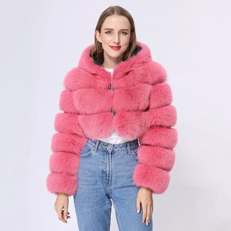 Wholesale Custom Women genuine real blue fox fur jacket fox fur coat women real