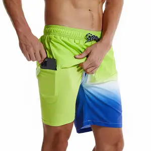 Swim Trunk Beach Shorts for Men Quick Dry Running Shorts Swimwear Casual Woven Printed Custom Board Shorts Wholesale Men 2 in 1